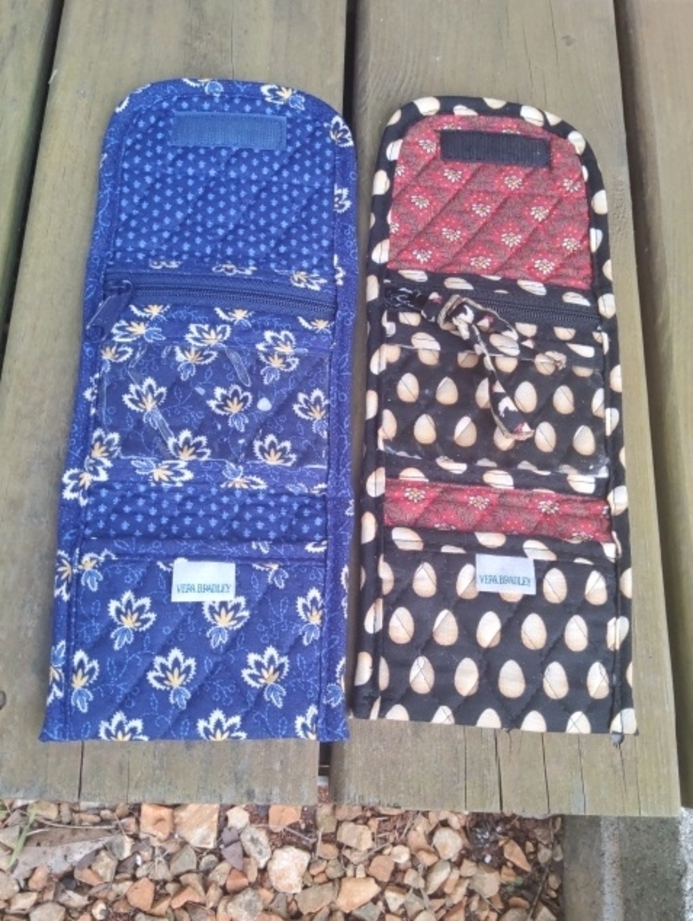 Bundle of two retired vara bradley trifold wallets.